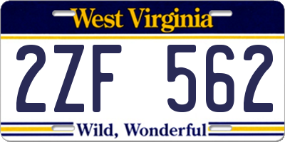 WV license plate 2ZF562