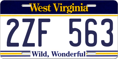 WV license plate 2ZF563