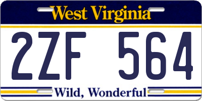 WV license plate 2ZF564