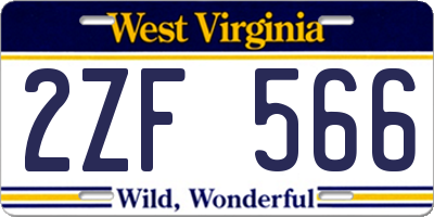 WV license plate 2ZF566