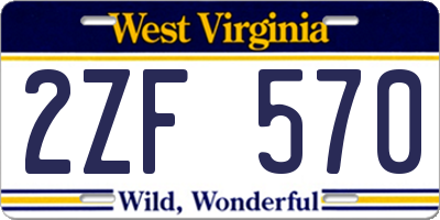 WV license plate 2ZF570