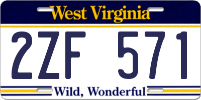 WV license plate 2ZF571