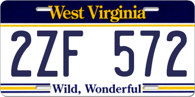 WV license plate 2ZF572