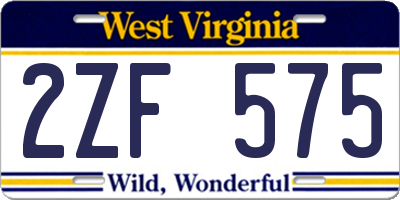 WV license plate 2ZF575