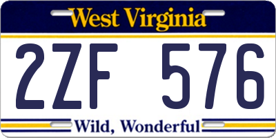 WV license plate 2ZF576
