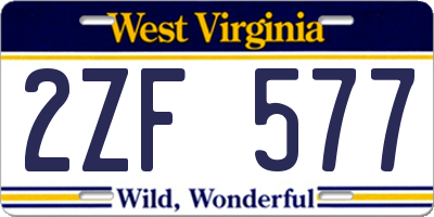WV license plate 2ZF577