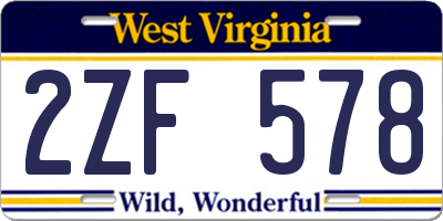 WV license plate 2ZF578