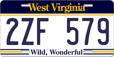 WV license plate 2ZF579