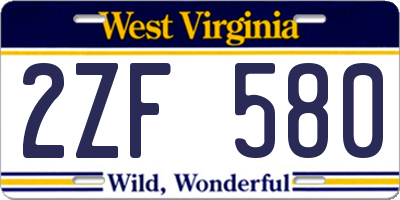 WV license plate 2ZF580