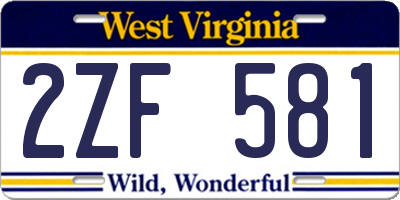 WV license plate 2ZF581