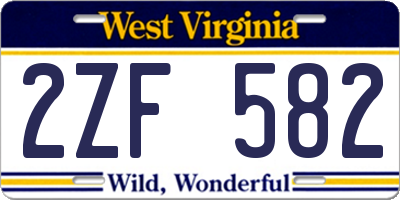 WV license plate 2ZF582