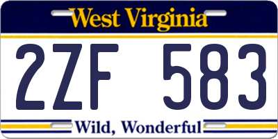 WV license plate 2ZF583