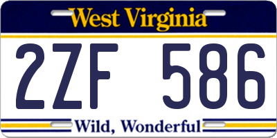 WV license plate 2ZF586