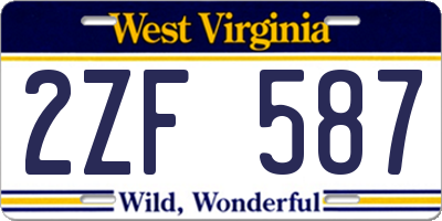 WV license plate 2ZF587