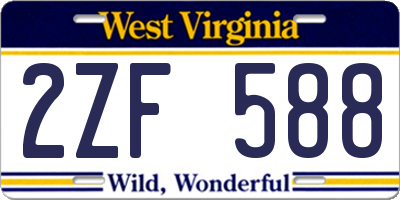 WV license plate 2ZF588