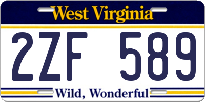 WV license plate 2ZF589