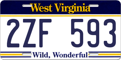 WV license plate 2ZF593