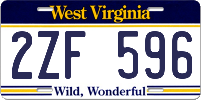 WV license plate 2ZF596
