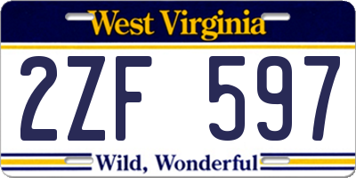 WV license plate 2ZF597