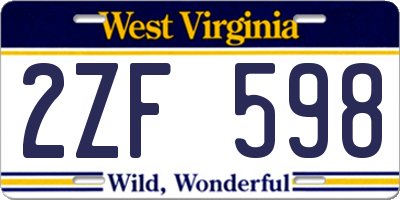 WV license plate 2ZF598