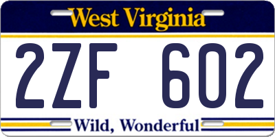 WV license plate 2ZF602