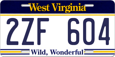 WV license plate 2ZF604