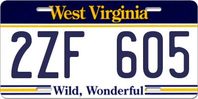 WV license plate 2ZF605