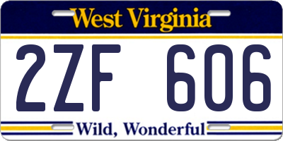 WV license plate 2ZF606
