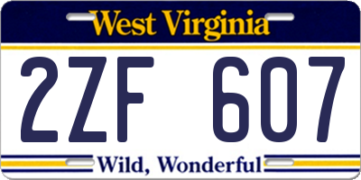 WV license plate 2ZF607