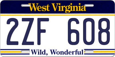 WV license plate 2ZF608