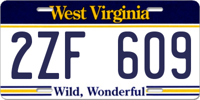 WV license plate 2ZF609