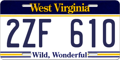WV license plate 2ZF610