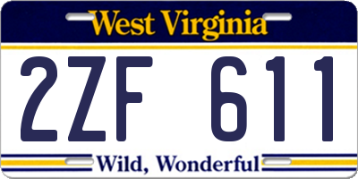 WV license plate 2ZF611