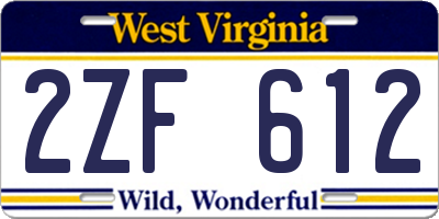 WV license plate 2ZF612
