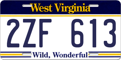 WV license plate 2ZF613