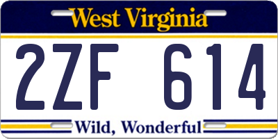 WV license plate 2ZF614