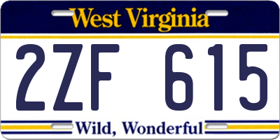 WV license plate 2ZF615