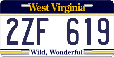WV license plate 2ZF619
