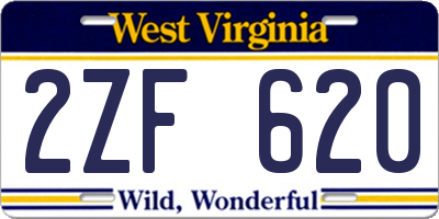 WV license plate 2ZF620