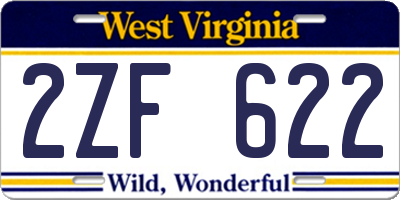 WV license plate 2ZF622
