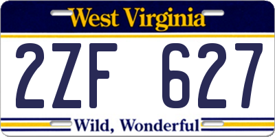 WV license plate 2ZF627