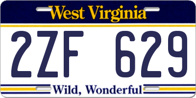 WV license plate 2ZF629