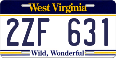 WV license plate 2ZF631