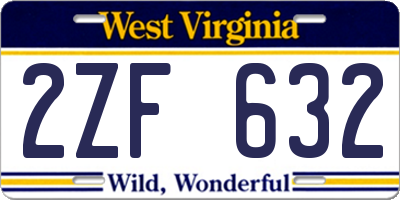 WV license plate 2ZF632
