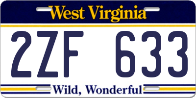 WV license plate 2ZF633