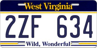 WV license plate 2ZF634