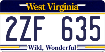 WV license plate 2ZF635