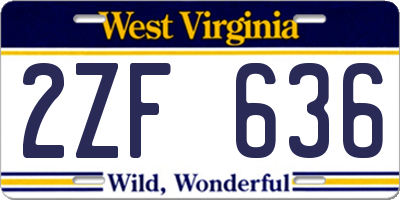WV license plate 2ZF636