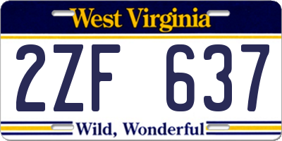 WV license plate 2ZF637