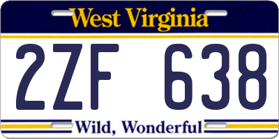 WV license plate 2ZF638